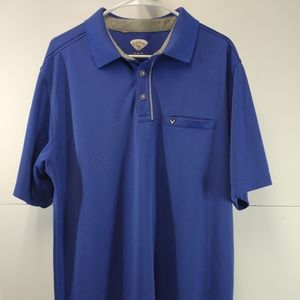 Callaway Polo Shirt Mens 2XLarge Blue Golf Golfing Outdoors 100% Polyester